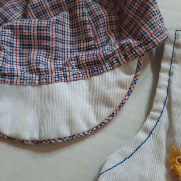 Vintage 1980s A TINY TOTS ORIGINAL Infant Plaid Shortalls Romper Hat  Size 18M - Picture 3 of 9